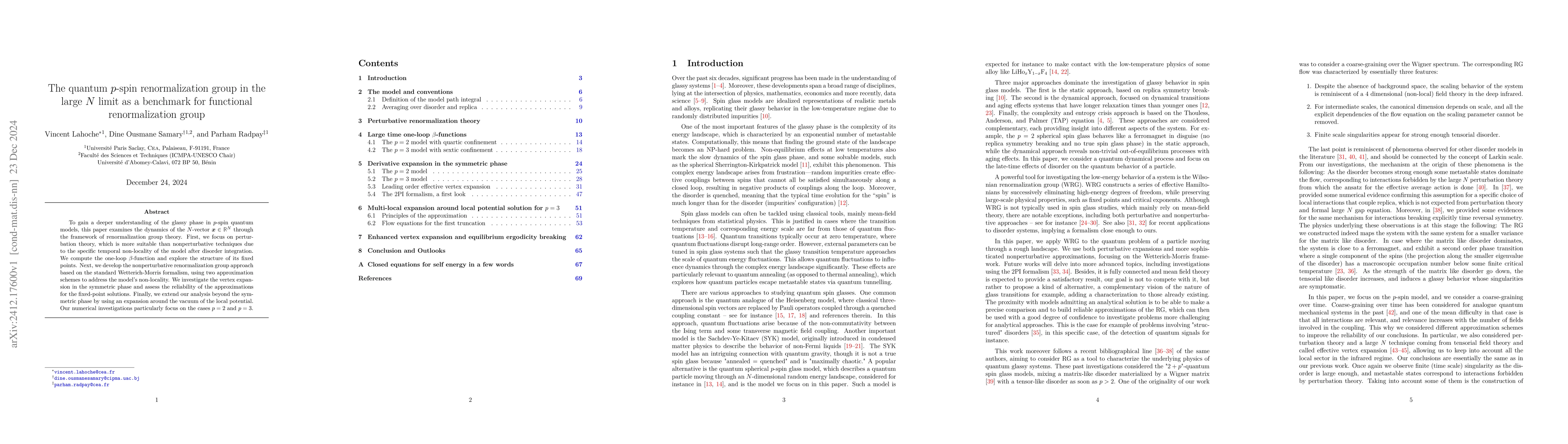 Thumbnail for The quantum $p$-spin renormalization group in the large $N$ limit as a
  benchmark for functional renormalization group