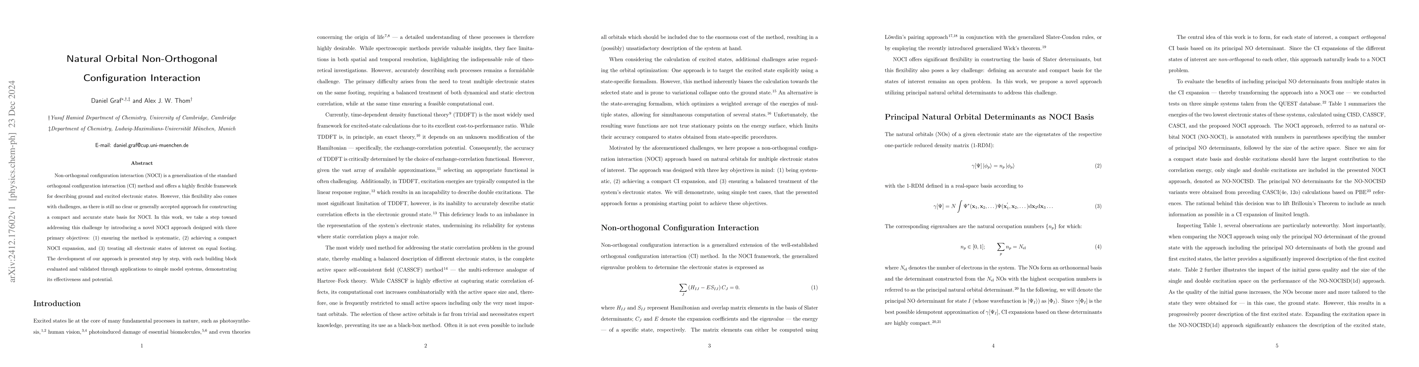 Thumbnail for Natural Orbital Non-Orthogonal Configuration Interaction