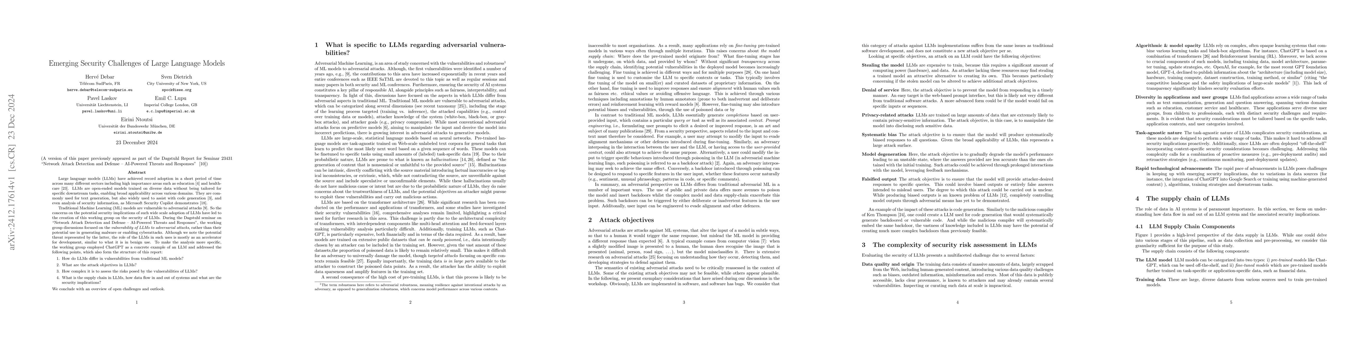 Thumbnail for Emerging Security Challenges of Large Language Models