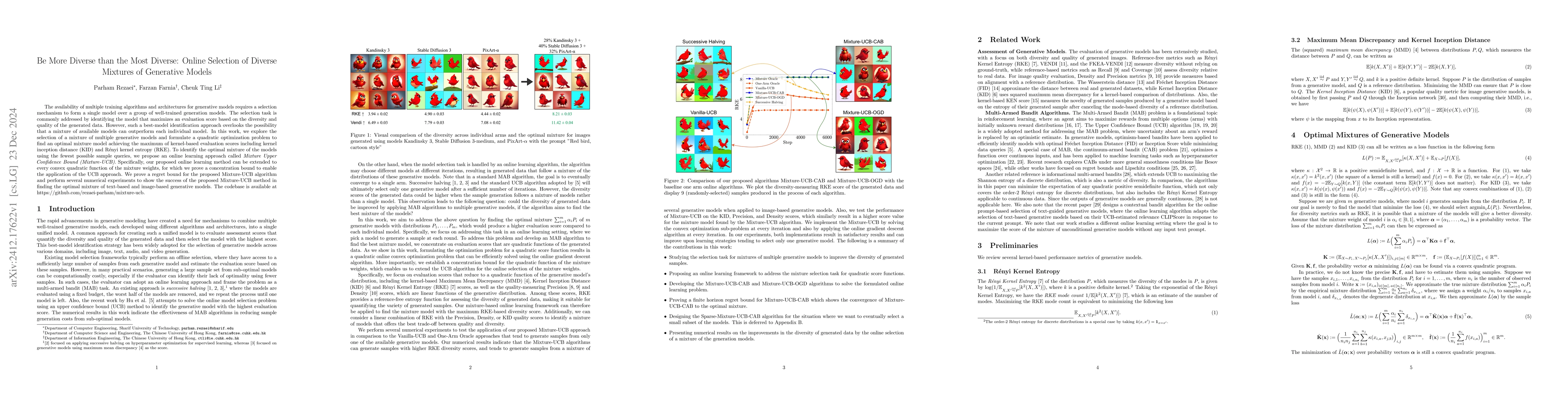 Thumbnail for Be More Diverse than the Most Diverse: Online Selection of Diverse
  Mixtures of Generative Models