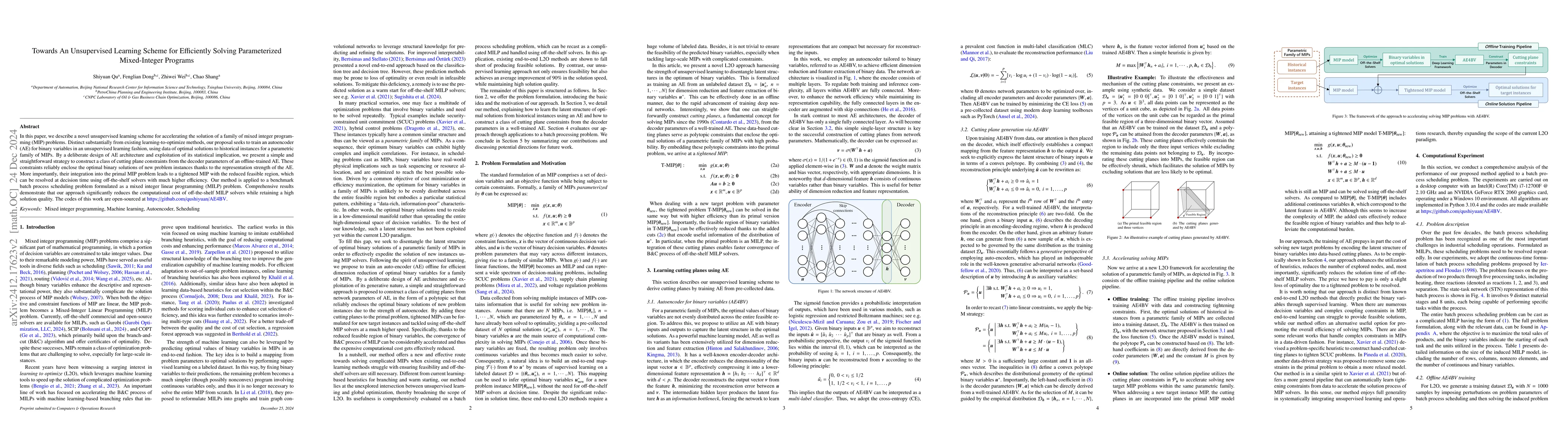 Thumbnail for Towards An Unsupervised Learning Scheme for Efficiently Solving
  Parameterized Mixed-Integer Programs