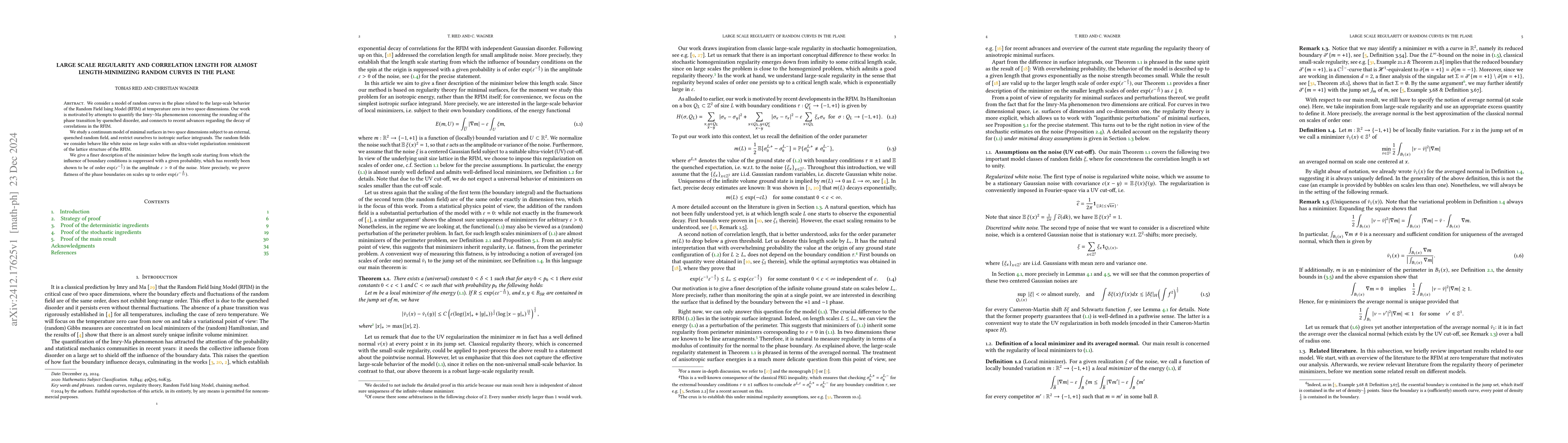 Thumbnail for Large scale regularity and correlation length for almost
  length-minimizing random curves in the plane