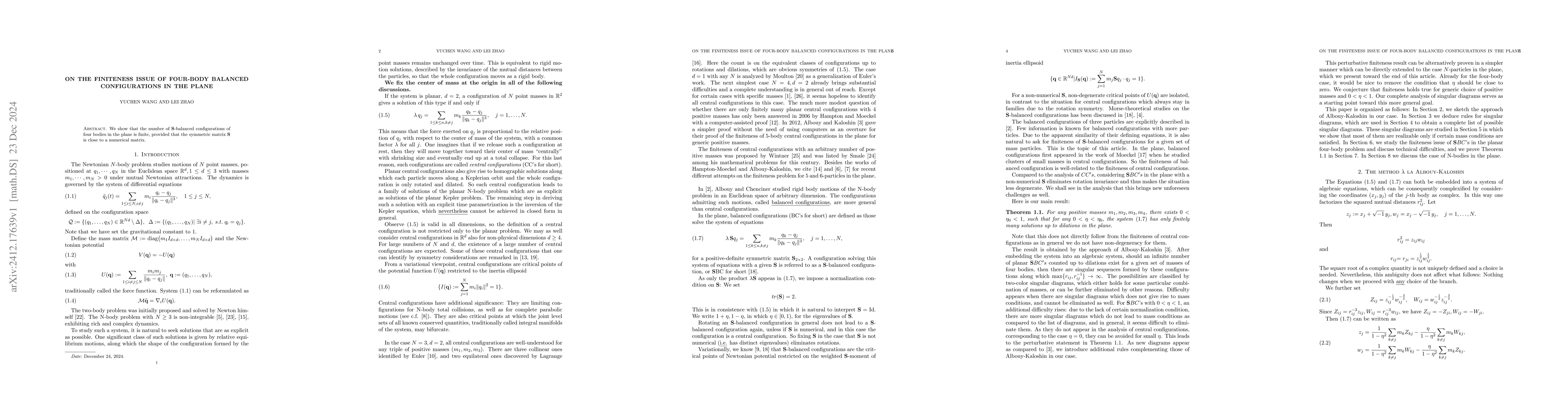 Thumbnail for On the finiteness issue of four-body balanced configurations in the
  plane