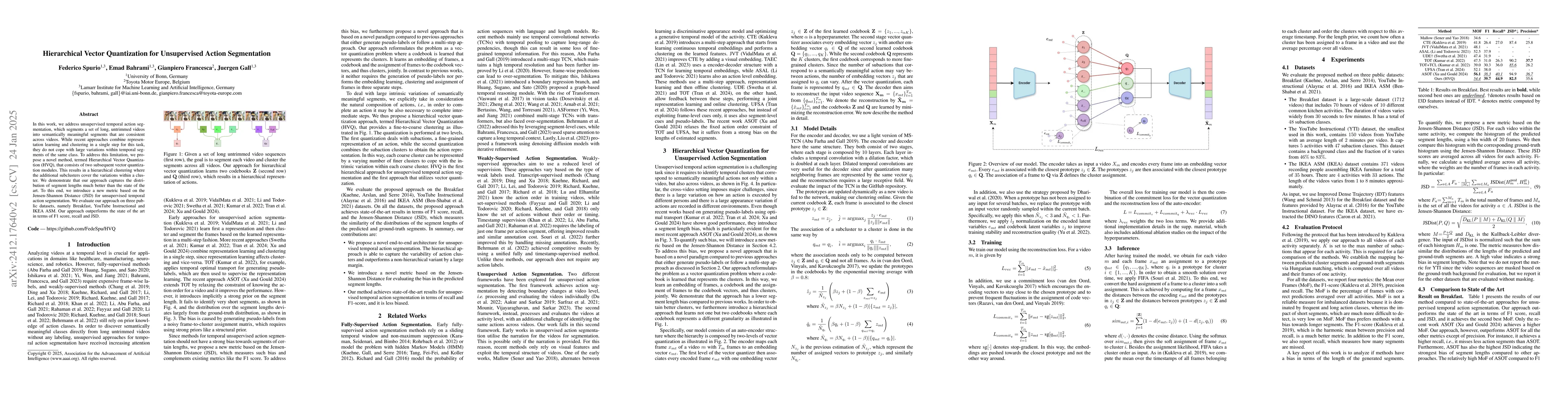 Thumbnail for Hierarchical Vector Quantization for Unsupervised Action Segmentation