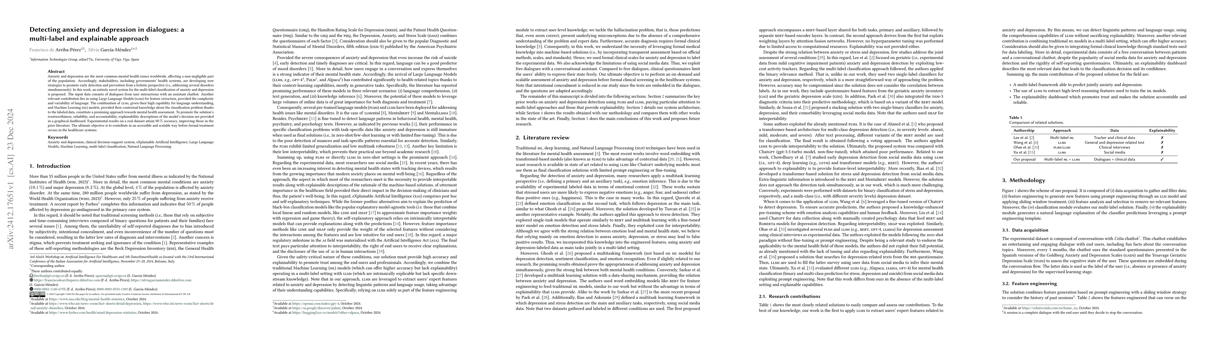 Thumbnail for Detecting anxiety and depression in dialogues: a multi-label and
  explainable approach