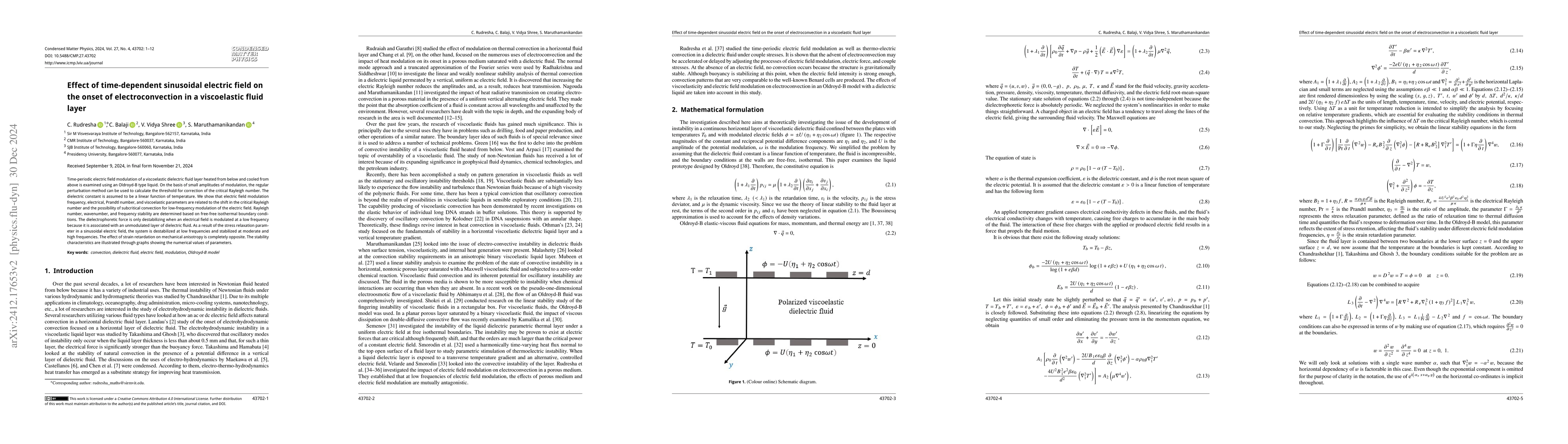 Thumbnail for Effect of time-dependent sinusoidal electric field on the onset of
  electroconvection in a viscoelastic fluid layer
