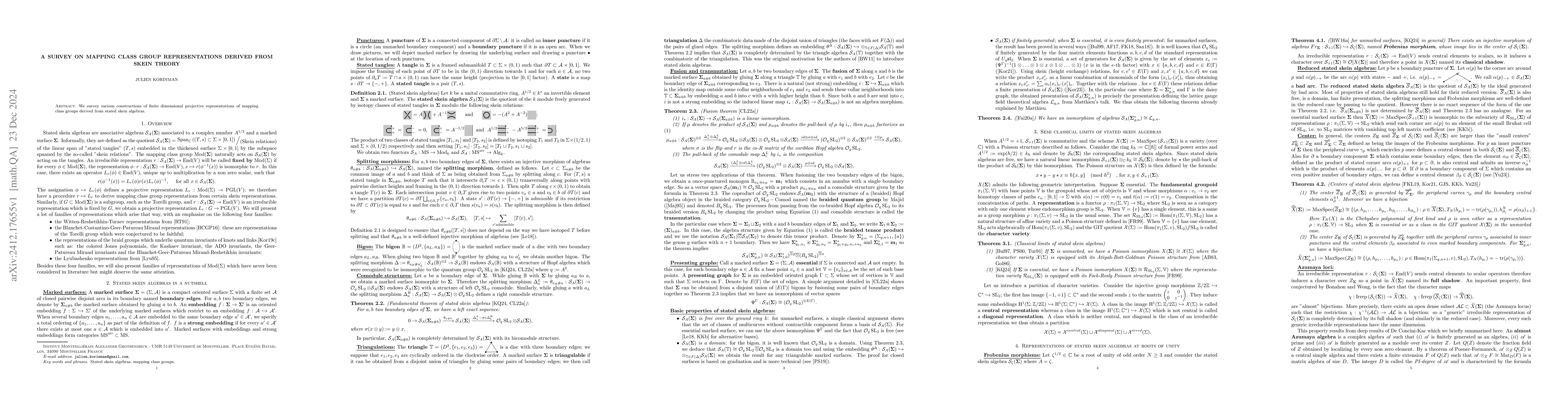 Thumbnail for A survey on mapping class group representations derived from skein
  theory