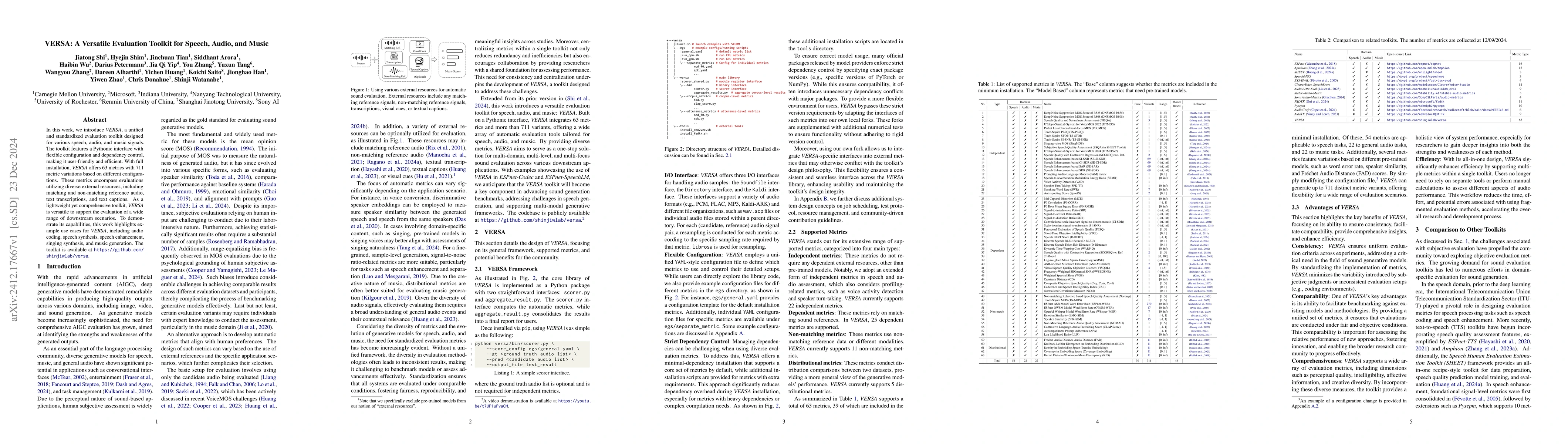 Thumbnail for VERSA: A Versatile Evaluation Toolkit for Speech, Audio, and Music
