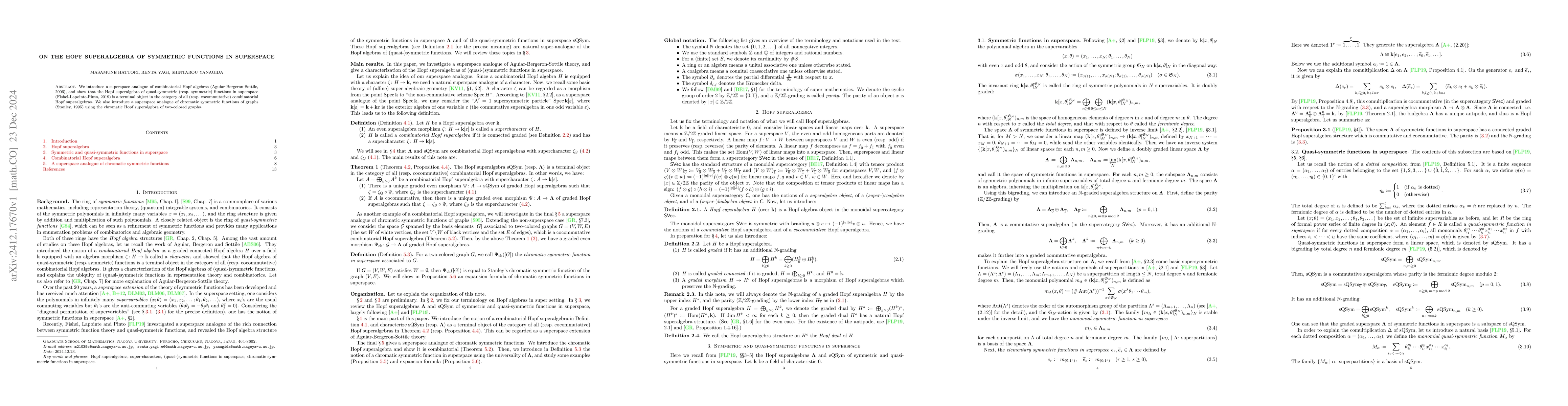 Thumbnail for On the Hopf superalgebra of symmetric functions in superspace