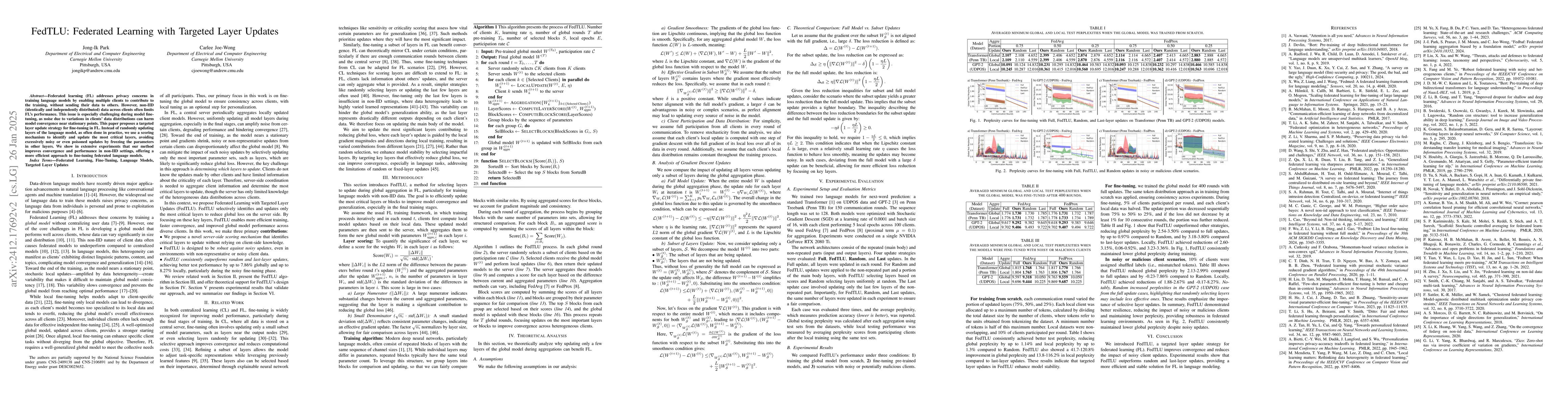 Thumbnail for FedTLU: Federated Learning with Targeted Layer Updates