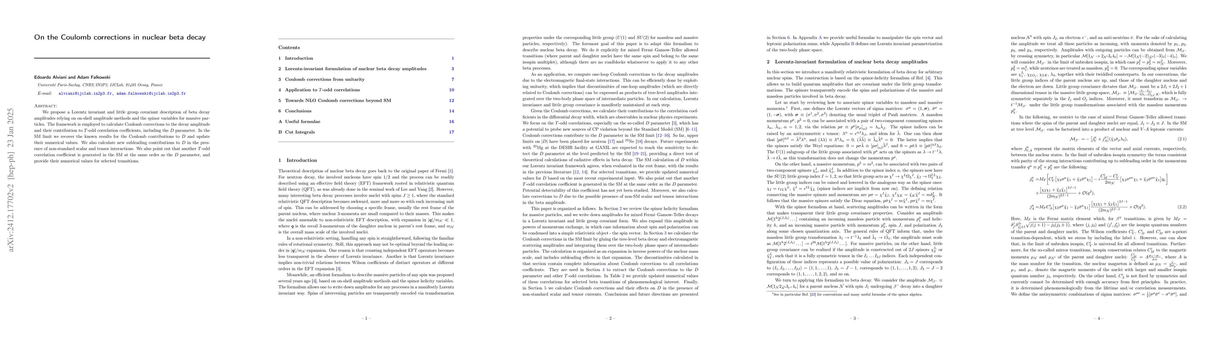 Thumbnail for On the Coulomb corrections in nuclear beta decay