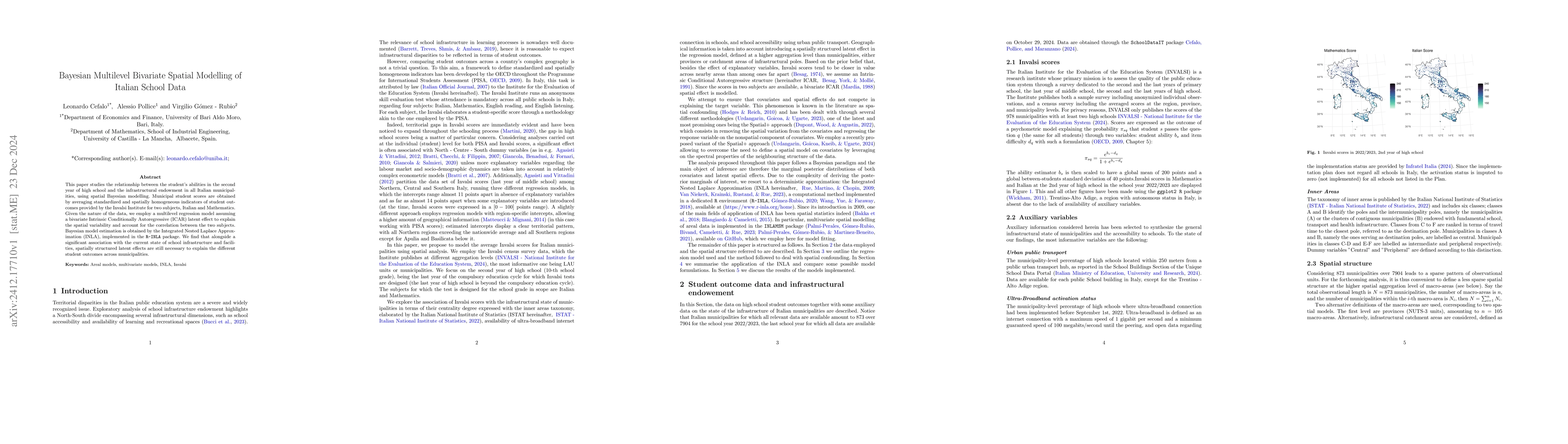 Thumbnail for Bayesian Multilevel Bivariate Spatial Modelling of Italian School Data