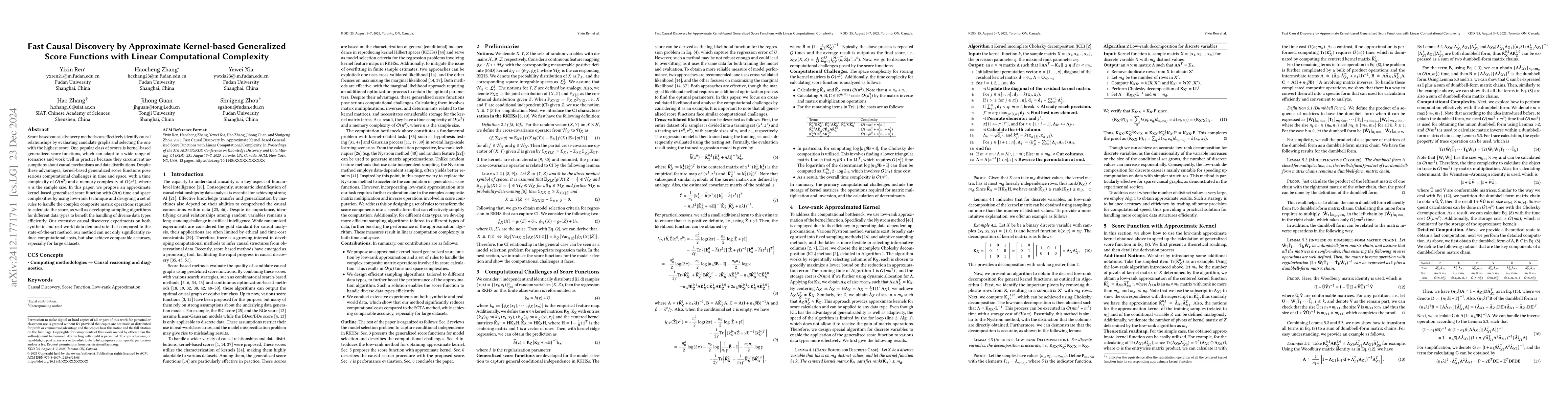 Thumbnail for Fast Causal Discovery by Approximate Kernel-based Generalized Score
  Functions with Linear Computational Complexity