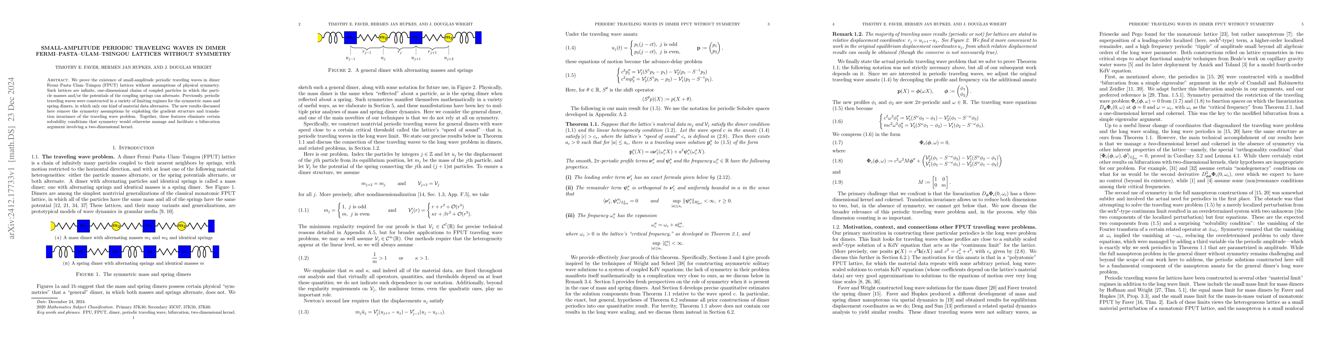 Thumbnail for Small-amplitude periodic traveling waves in dimer
  Fermi-Pasta-Ulam-Tsingou lattices