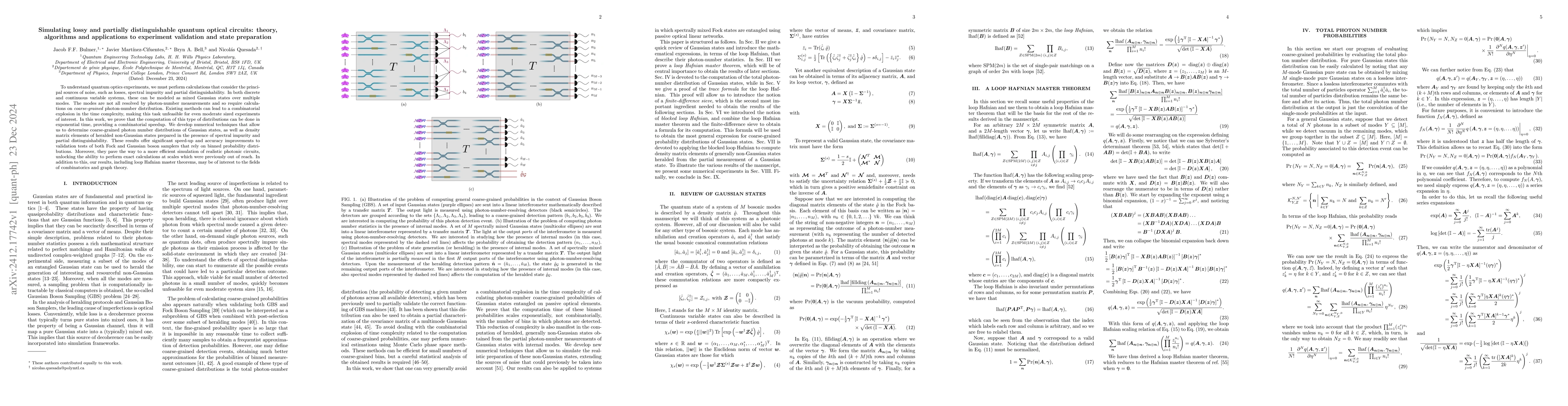 Thumbnail for Simulating lossy and partially distinguishable quantum optical circuits:
  theory, algorithms and applications to experiment validation and state
  preparation
