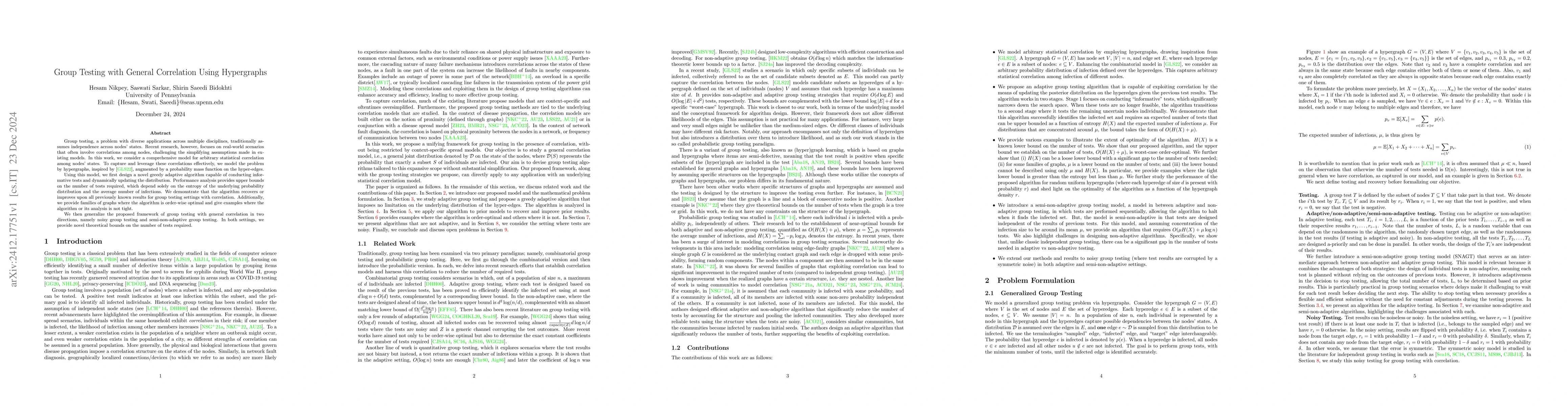 Thumbnail for Group Testing with General Correlation Using Hypergraphs