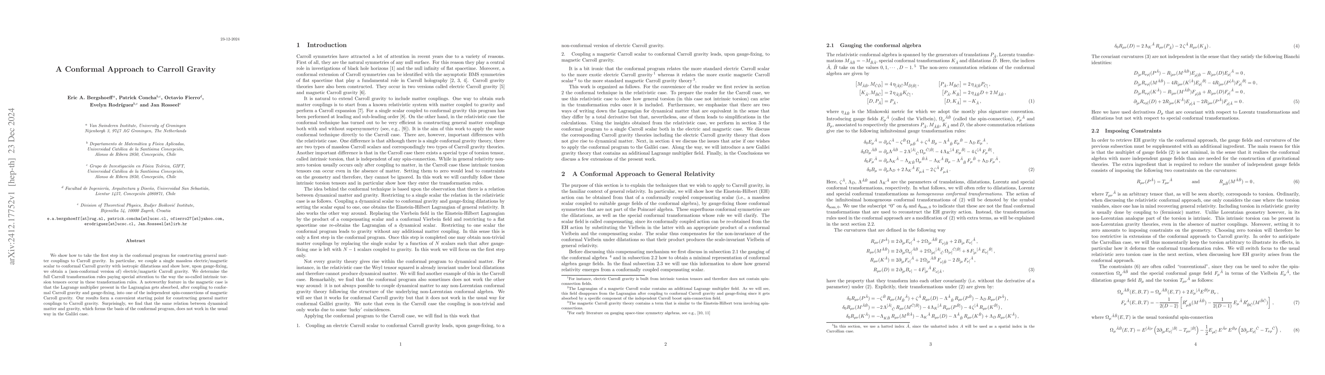 Thumbnail for A Conformal Approach to Carroll Gravity