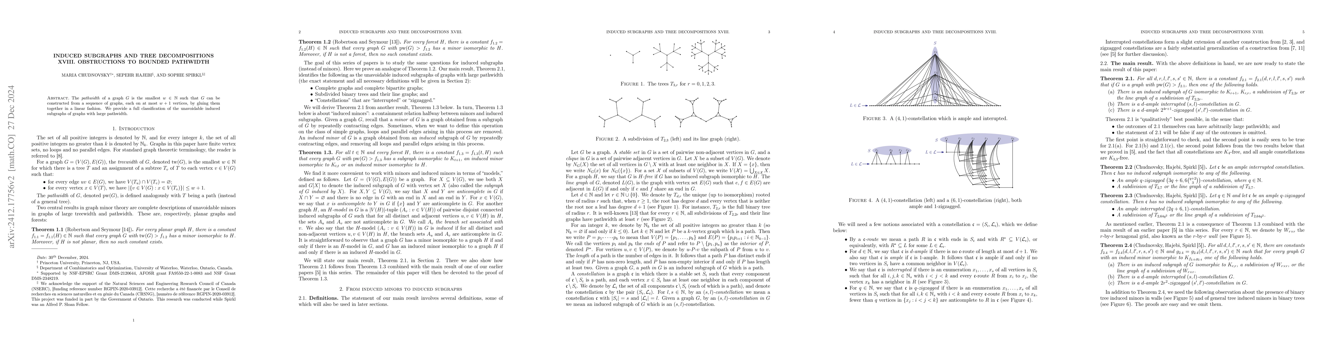 Thumbnail for Induced subgraphs and tree decompositions XVIII. Obstructions to bounded
  pathwidth