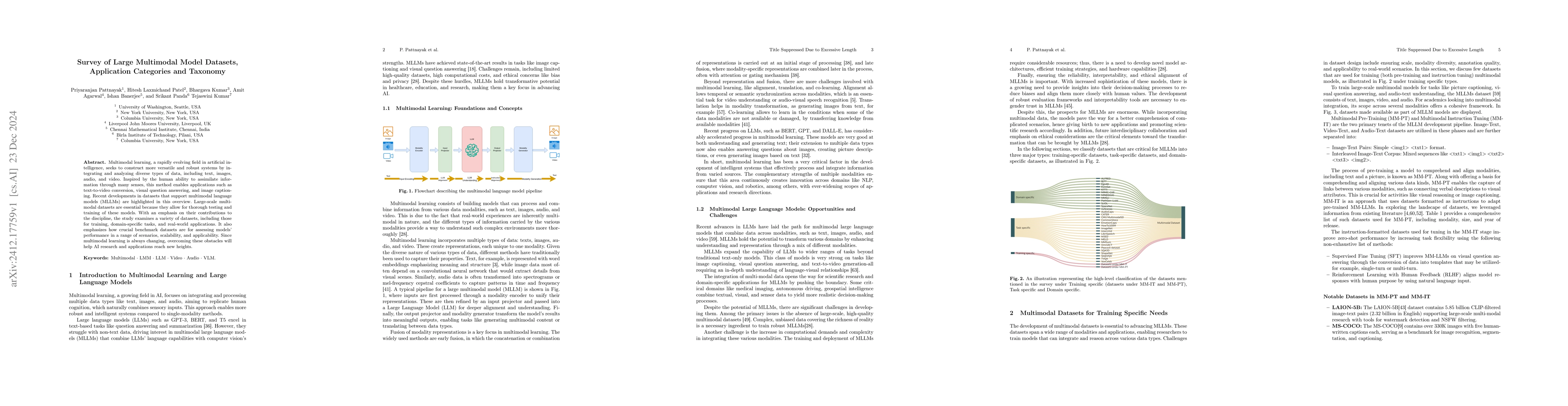 Thumbnail for Survey of Large Multimodal Model Datasets, Application Categories and
  Taxonomy
