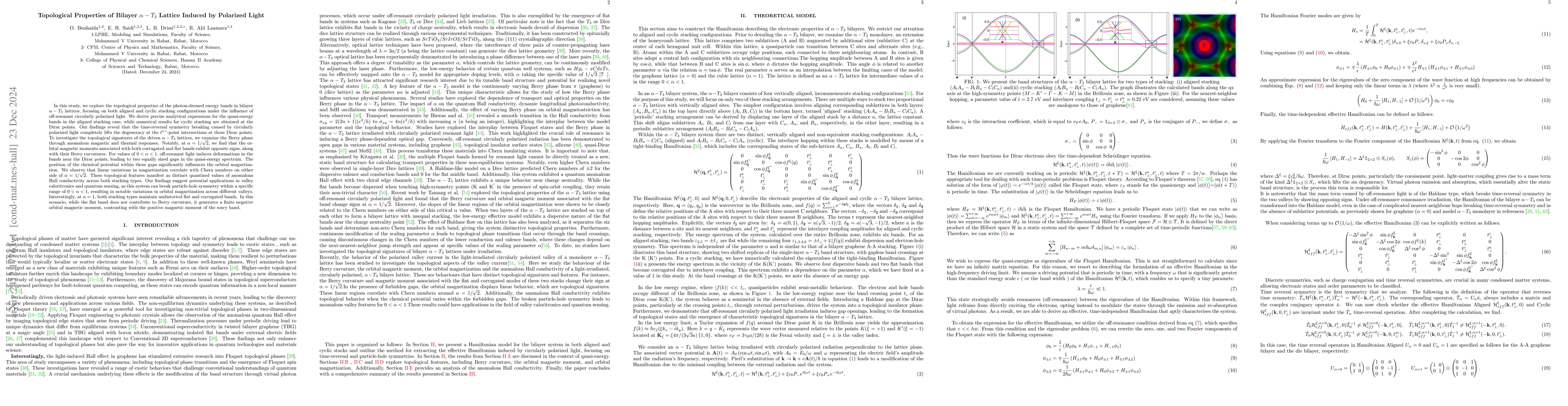 Thumbnail for Topological Properties of Bilayer $α-T_{3}$ Lattice Induced by
  Polarized Light