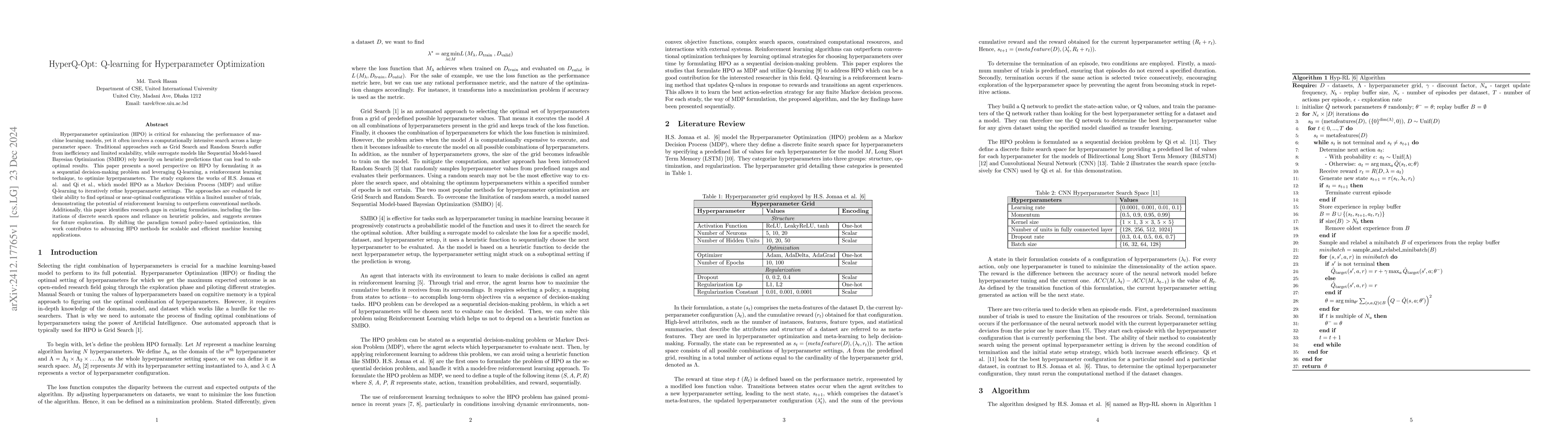 Thumbnail for HyperQ-Opt: Q-learning for Hyperparameter Optimization