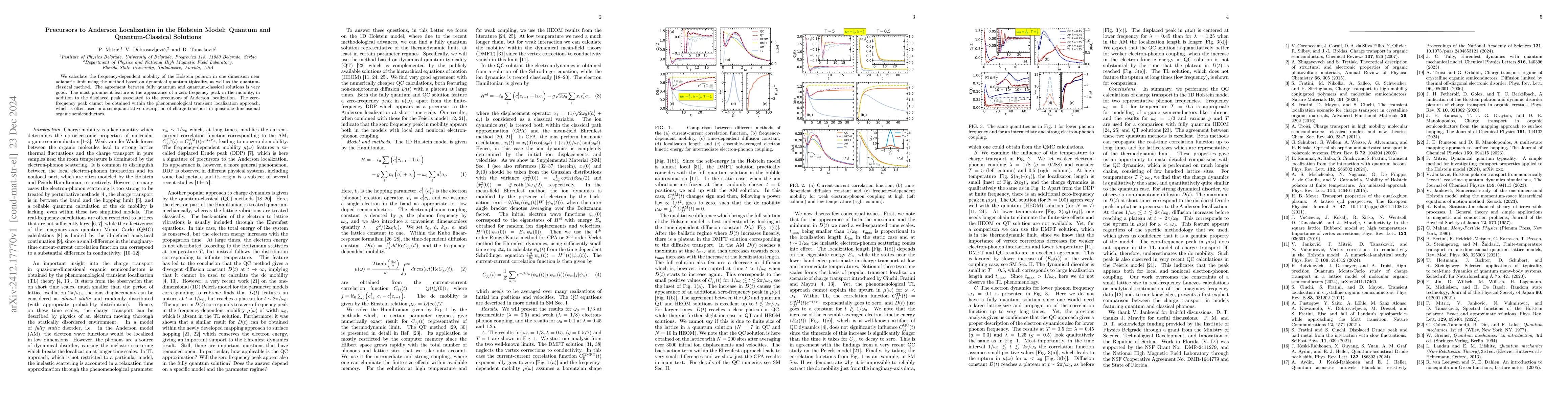 Thumbnail for Precursors to Anderson Localization in the Holstein Model: Quantum and
  Quantum-Classical Solutions