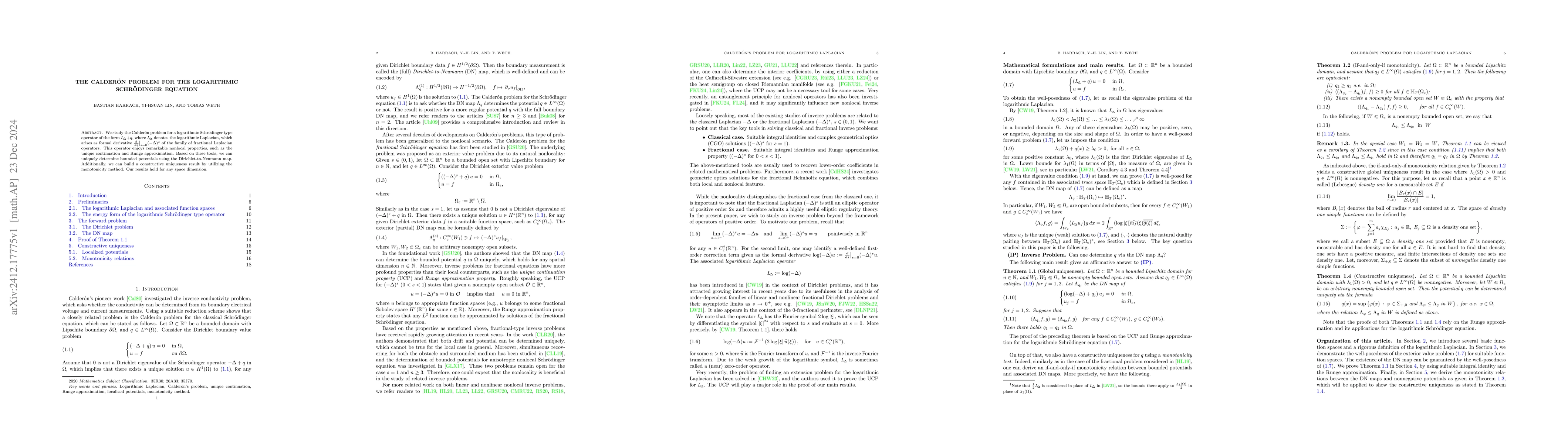 Thumbnail for The Calderón problem for the logarithmic Schrödinger equation