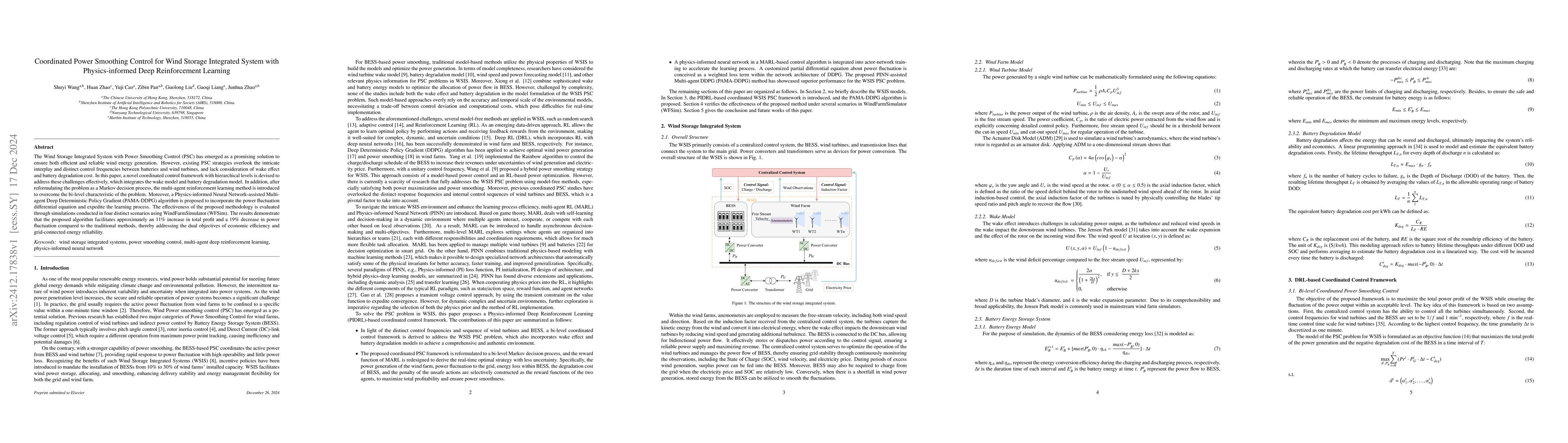 Thumbnail for Coordinated Power Smoothing Control for Wind Storage Integrated System
  with Physics-informed Deep Reinforcement Learning