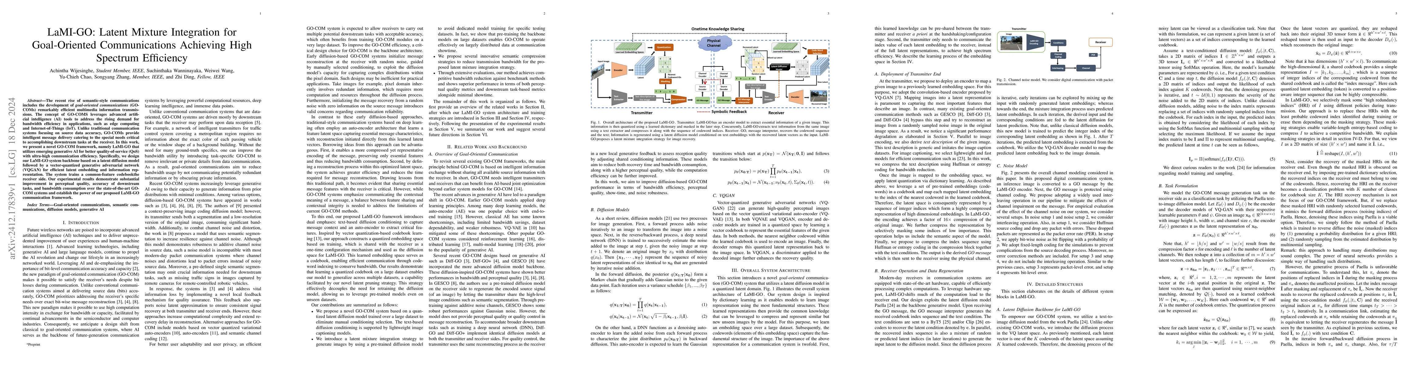 Thumbnail for LaMI-GO: Latent Mixture Integration for Goal-Oriented Communications
  Achieving High Spectrum Efficiency