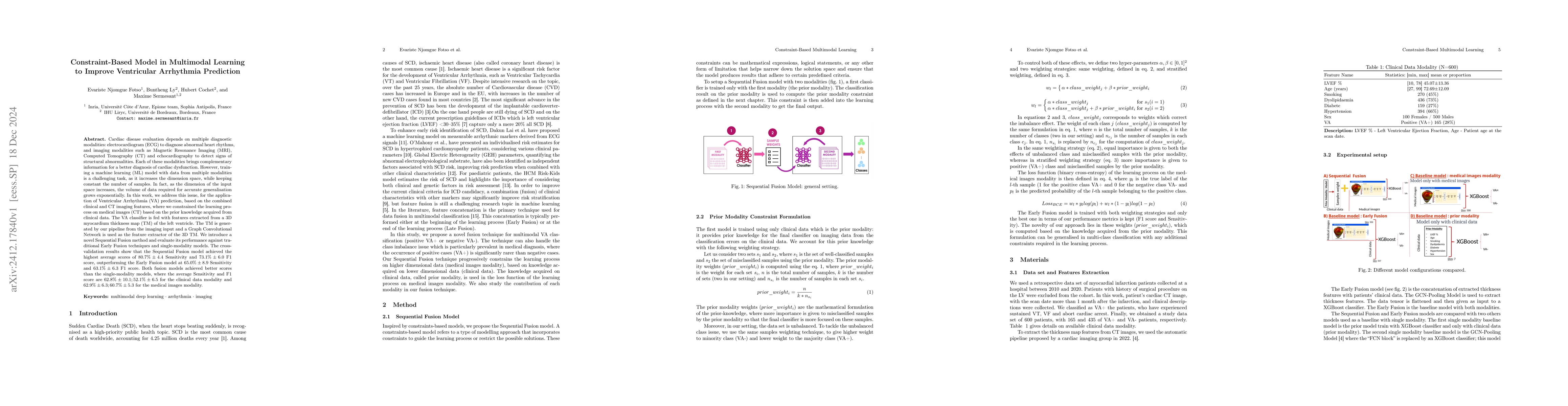 Thumbnail for Constraint-Based Model in Multimodal Learning to Improve Ventricular
  Arrhythmia Prediction
