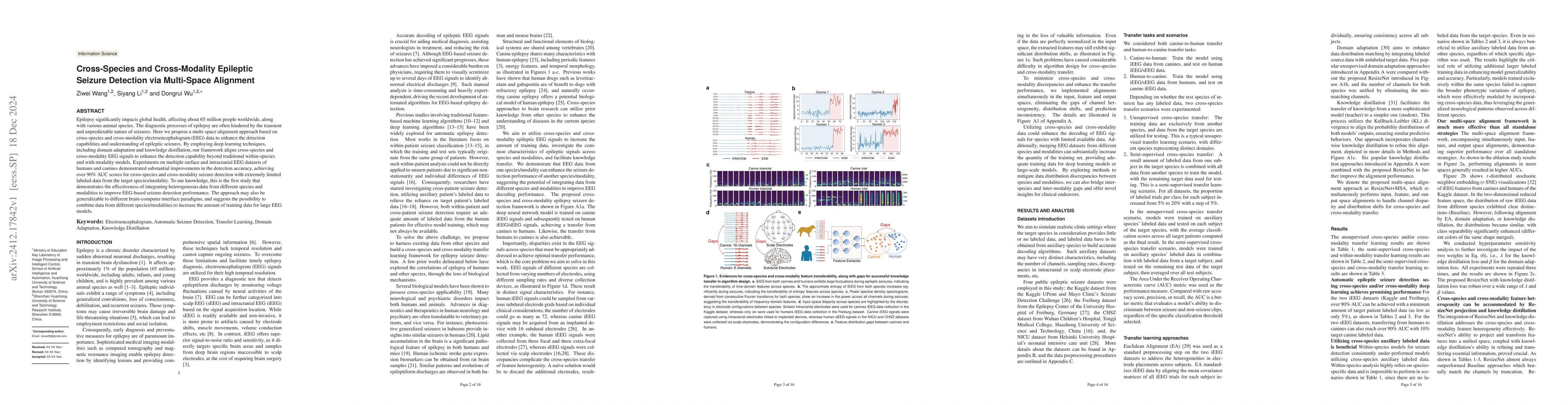 Thumbnail for Cross-Species and Cross-Modality Epileptic Seizure Detection via
  Multi-Space Alignment