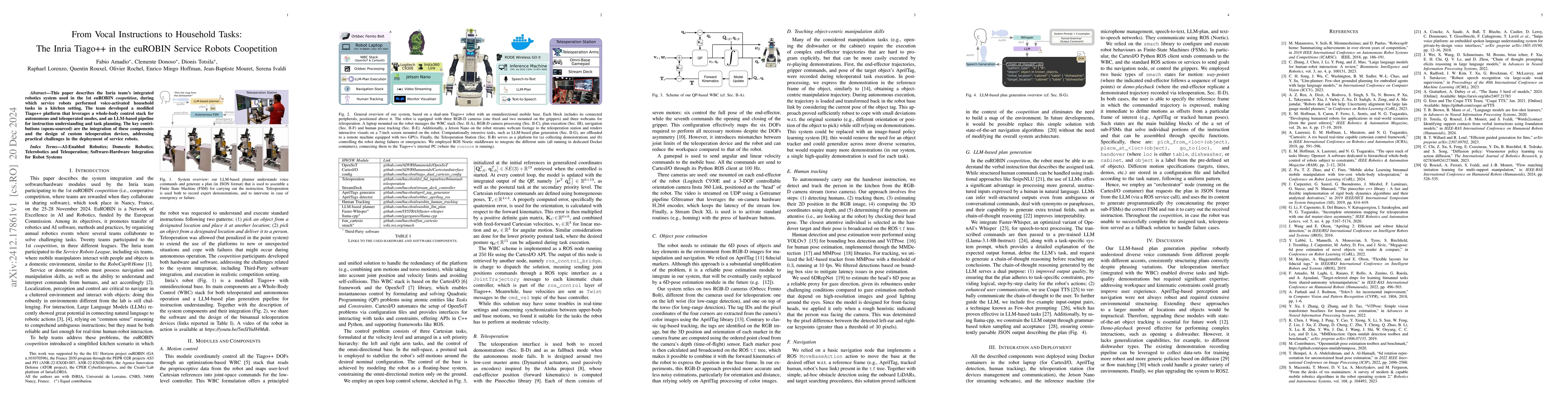 Thumbnail for From Vocal Instructions to Household Tasks: The Inria Tiago++ in the
  euROBIN Service Robots Coopetition