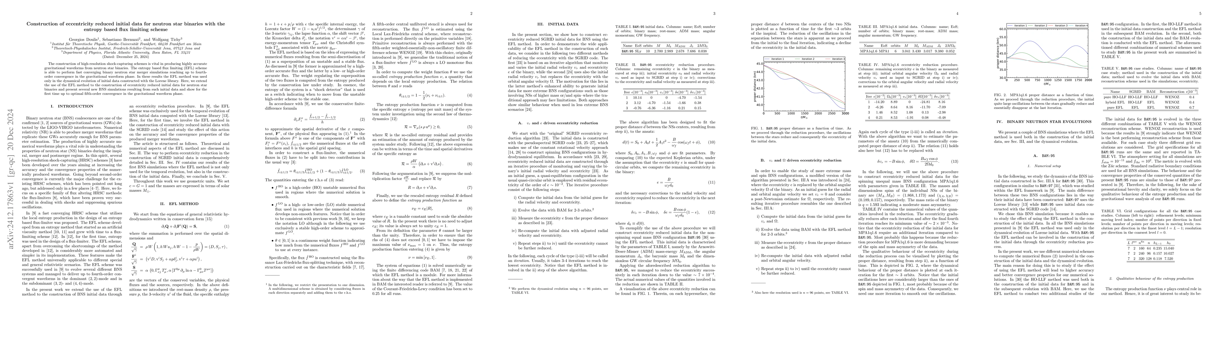 Thumbnail for Construction of eccentricity reduced initial data for neutron star
  binaries with the entropy based flux limiting scheme