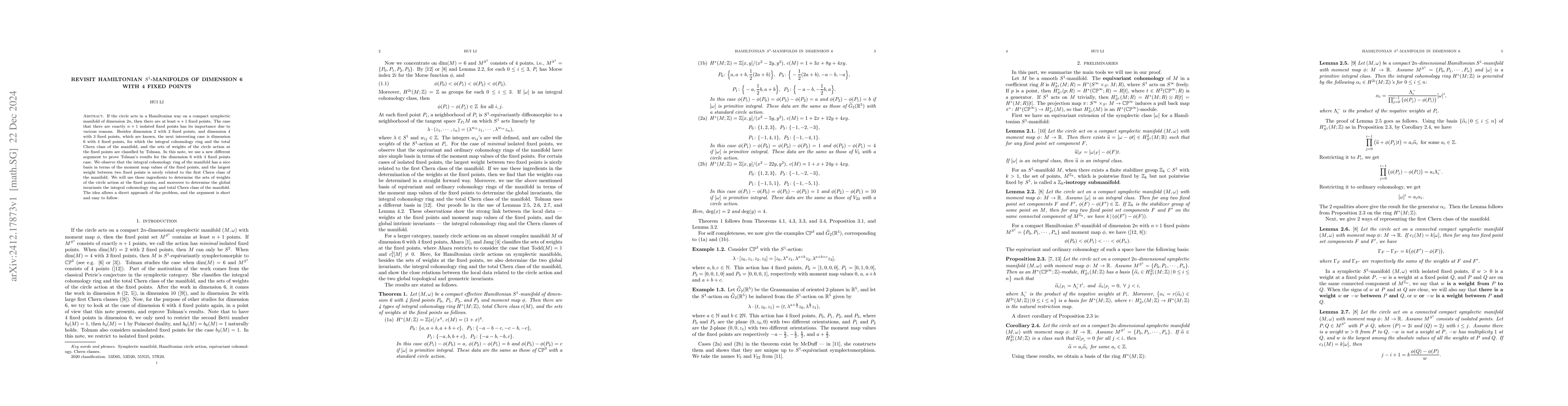 Thumbnail for Revisit Hamiltonian $S^1$-manifolds of dimension 6 with 4 fixed points