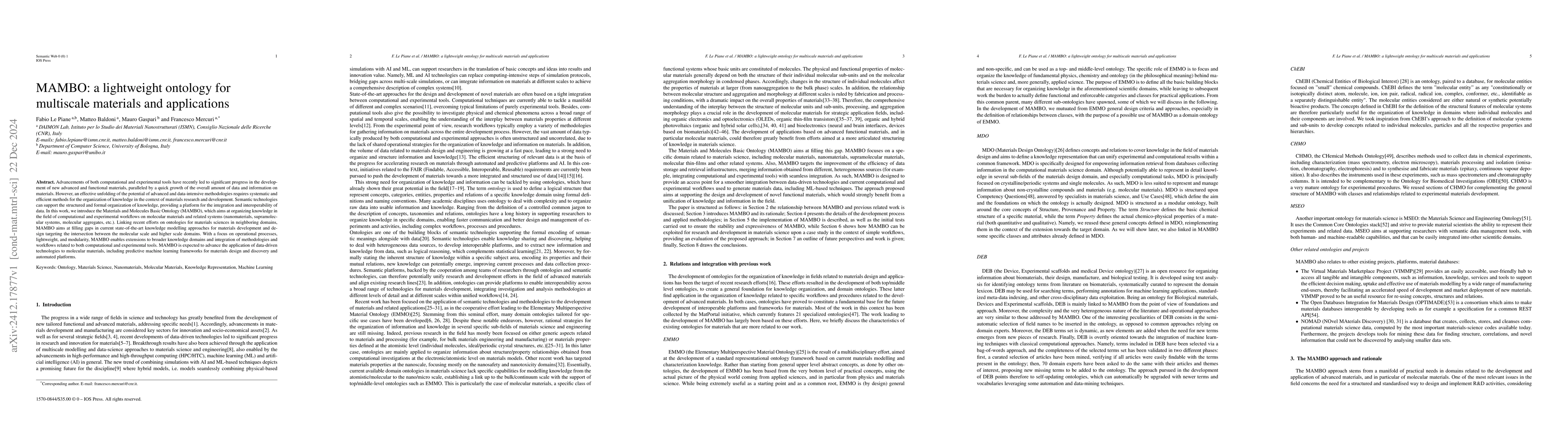 Thumbnail for MAMBO: a lightweight ontology for multiscale materials and applications