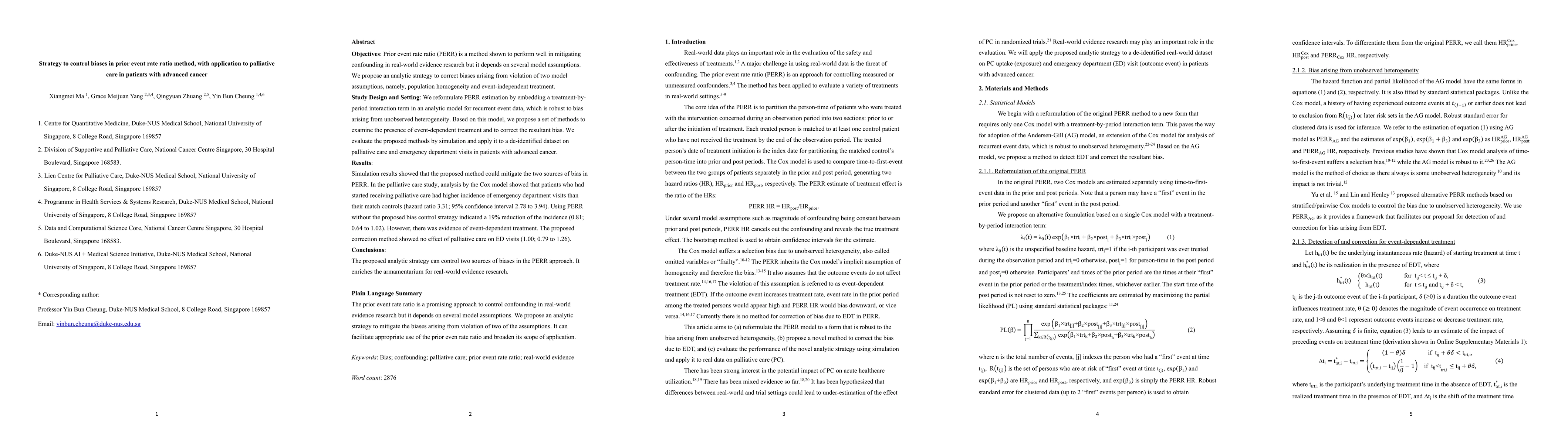Thumbnail for Strategy to control biases in prior event rate ratio method, with
  application to palliative care in patients with advanced cancer