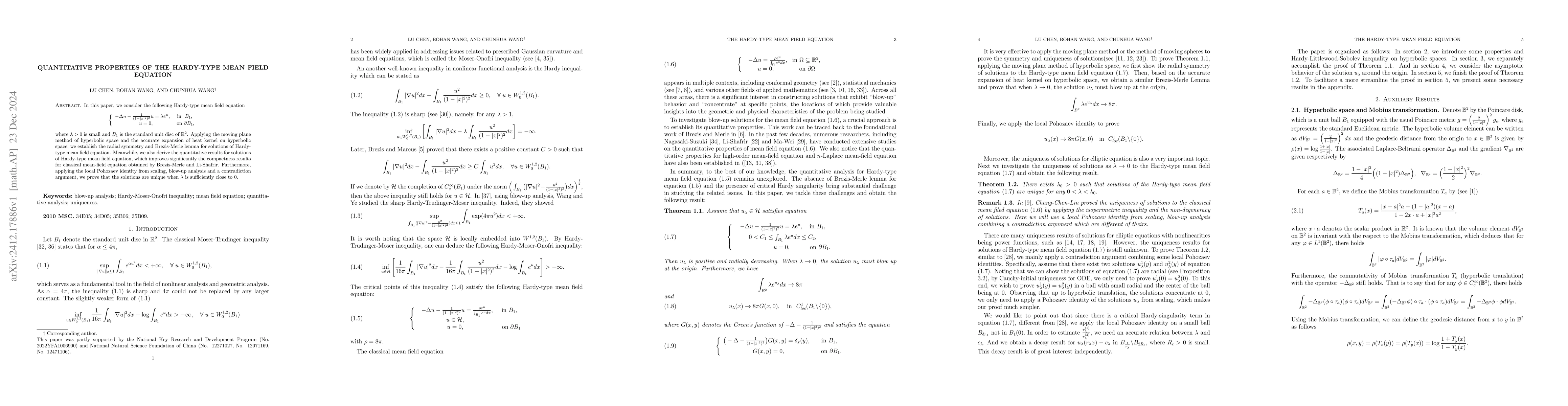 Thumbnail for Quantitative properties of the Hardy-type mean field equation