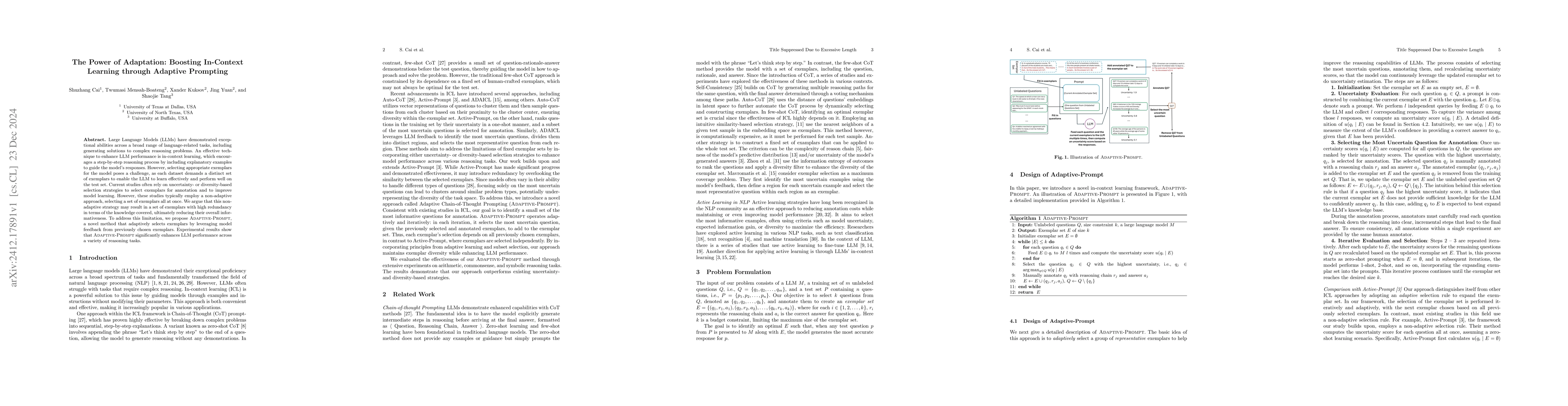 Thumbnail for The Power of Adaptation: Boosting In-Context Learning through Adaptive
  Prompting