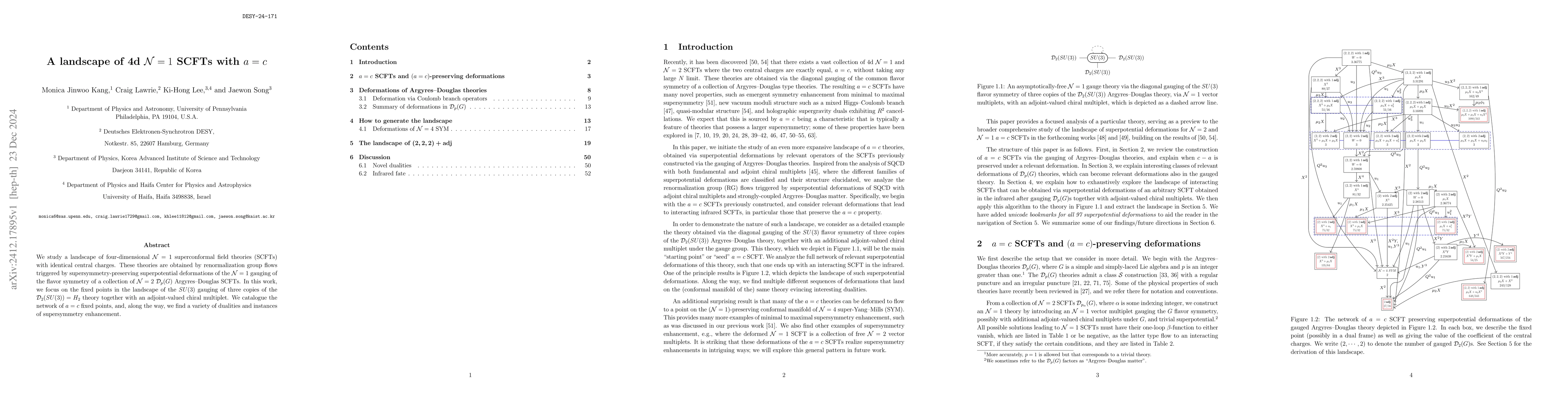 Thumbnail for A landscape of 4d N=1 SCFTs with a=c