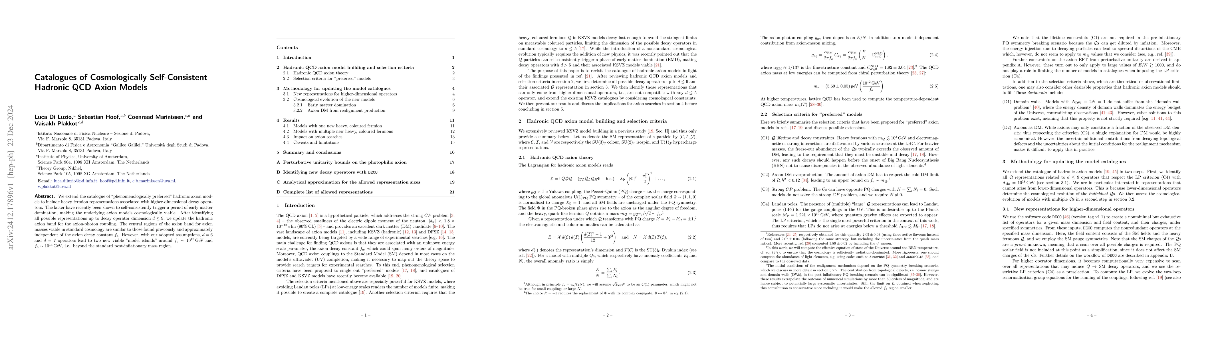 Thumbnail for Catalogues of Cosmologically Self-Consistent Hadronic QCD Axion Models