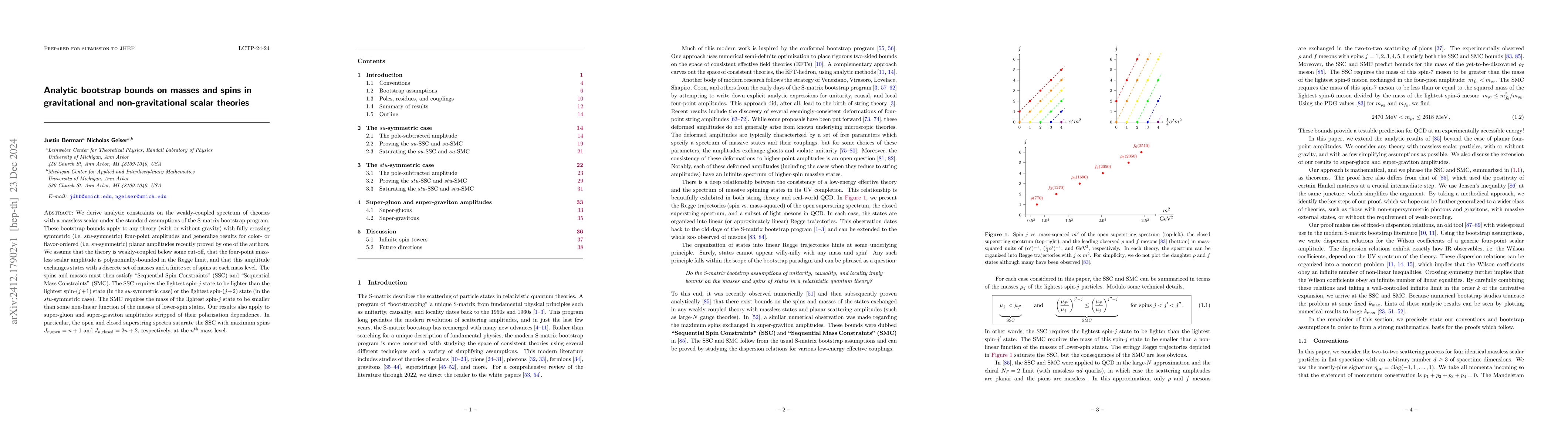 Thumbnail for Analytic bootstrap bounds on masses and spins in gravitational and
  non-gravitational scalar theories