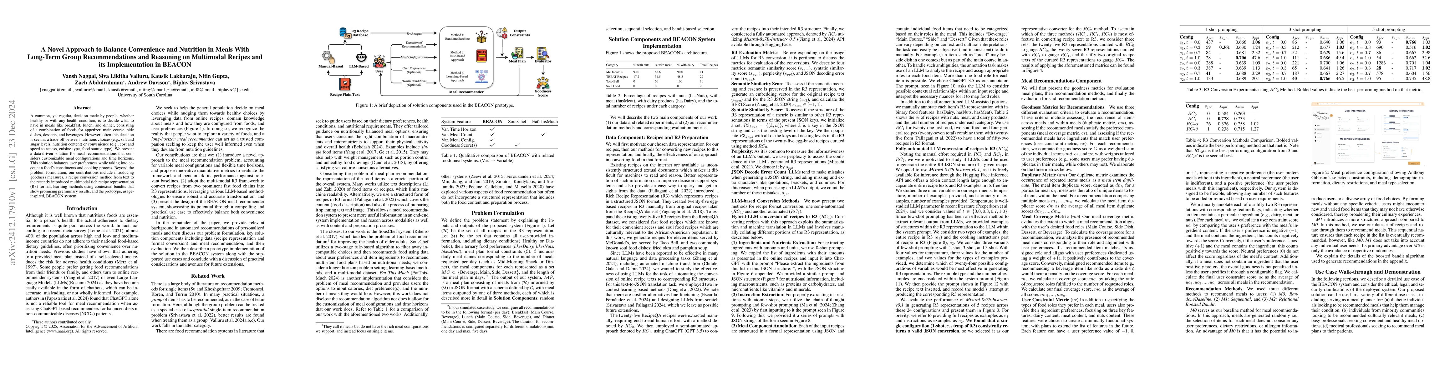Thumbnail for A Novel Approach to Balance Convenience and Nutrition in Meals With
  Long-Term Group Recommendations and Reasoning on Multimodal Recipes and its
  Implementation in BEACON