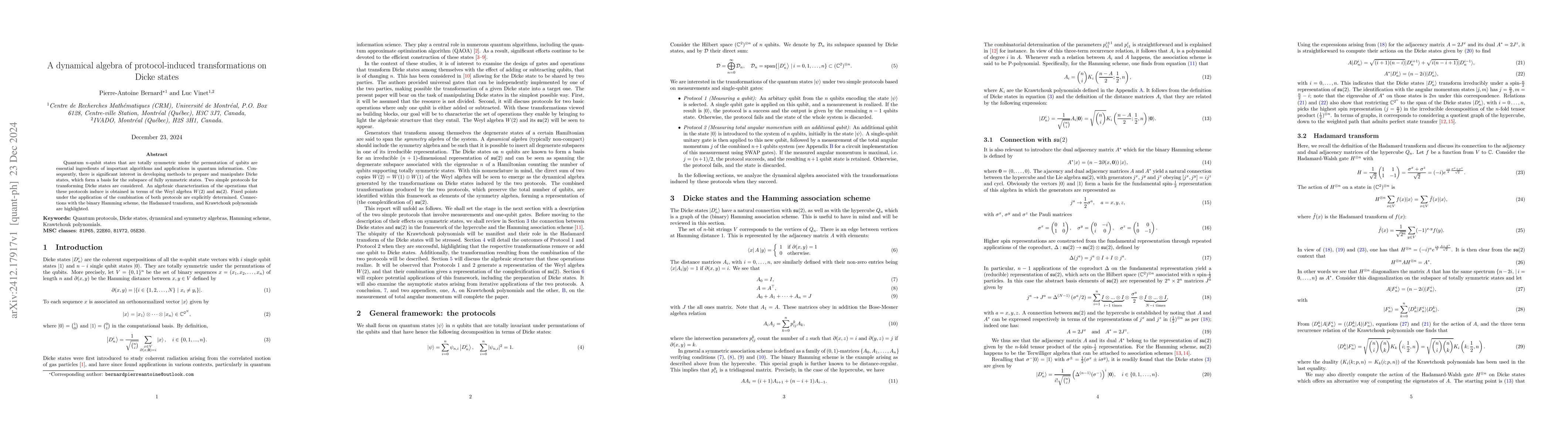 Thumbnail for A dynamical algebra of protocol-induced transformations on Dicke states