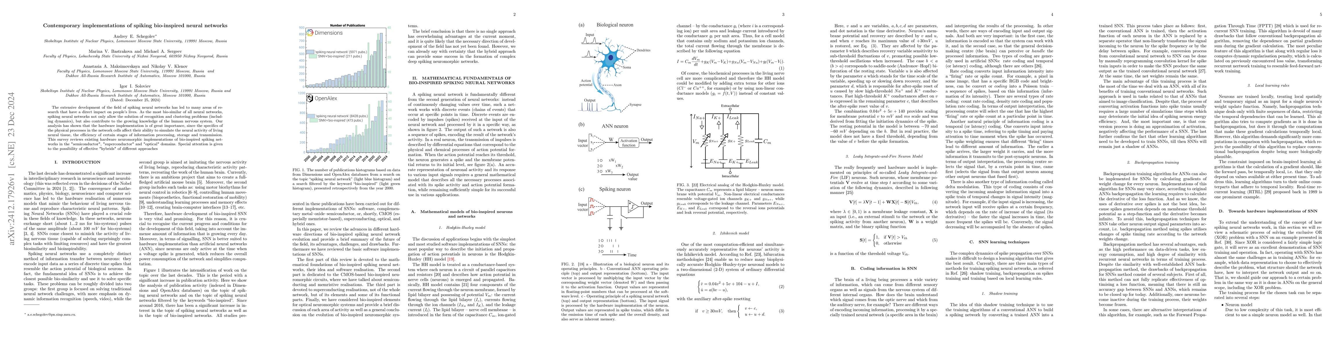 Thumbnail for Contemporary implementations of spiking bio-inspired neural networks