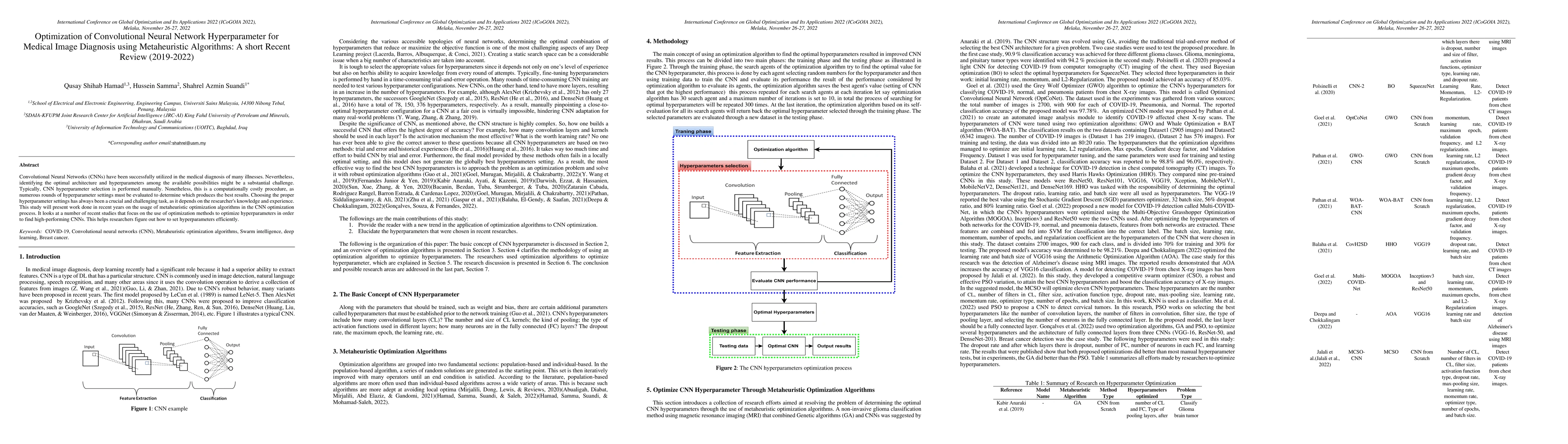 Thumbnail for Optimization of Convolutional Neural Network Hyperparameter for Medical
  Image Diagnosis using Metaheuristic Algorithms: A short Recent Review
  (2019-2022)