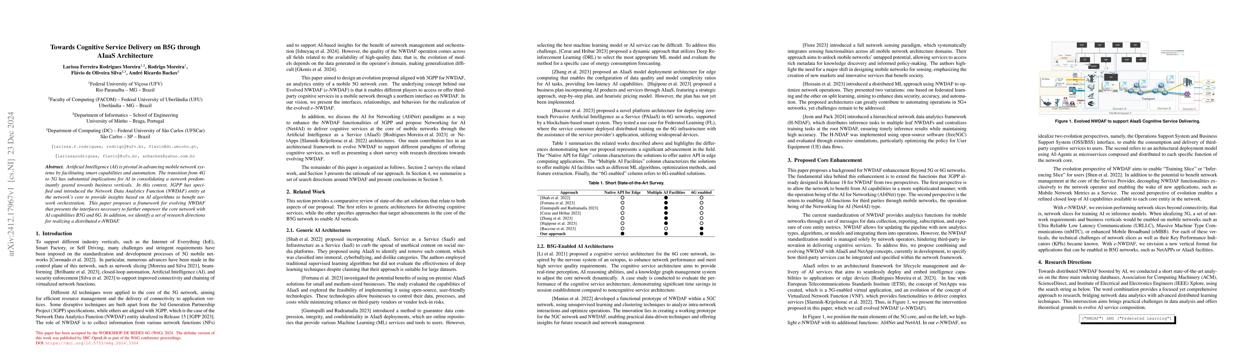 Thumbnail for Towards Cognitive Service Delivery on B5G through AIaaS Architecture