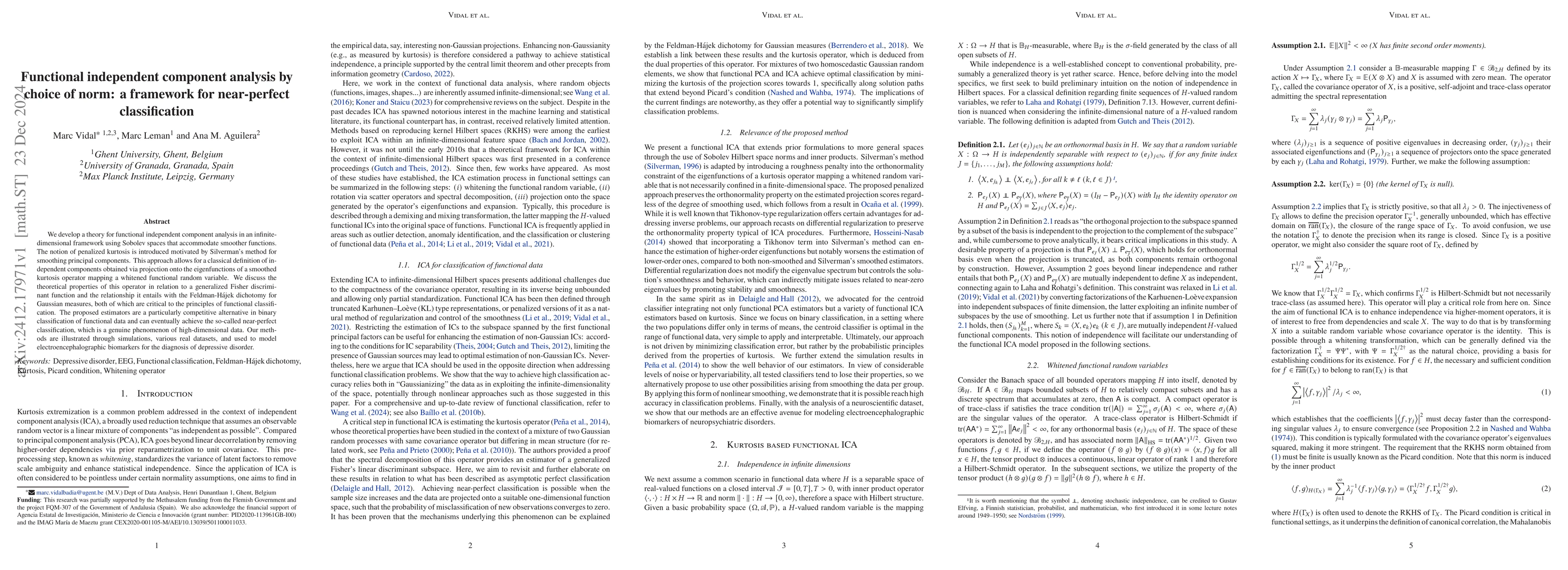 Thumbnail for Functional independent component analysis by choice of norm: a framework
  for near-perfect classification