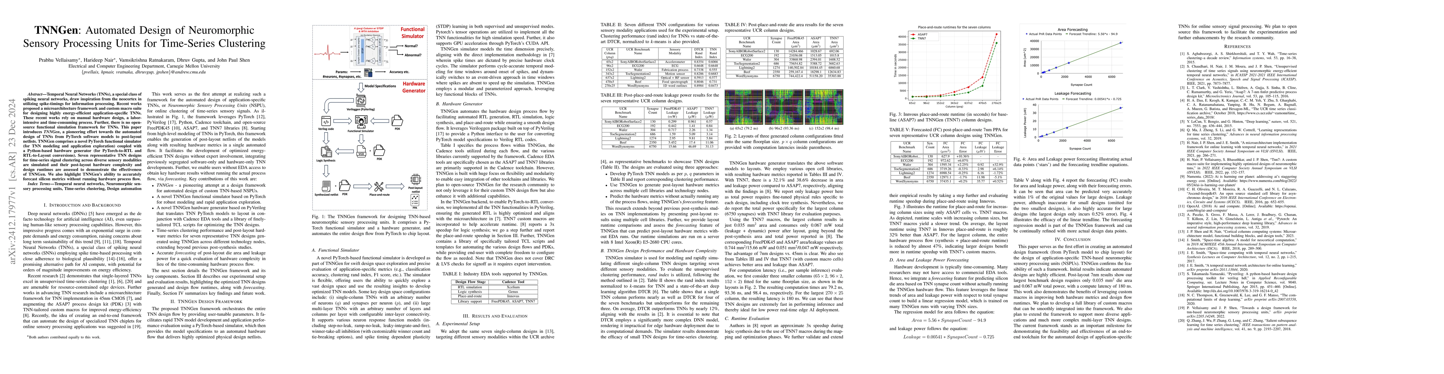 Thumbnail for TNNGen: Automated Design of Neuromorphic Sensory Processing Units for
  Time-Series Clustering