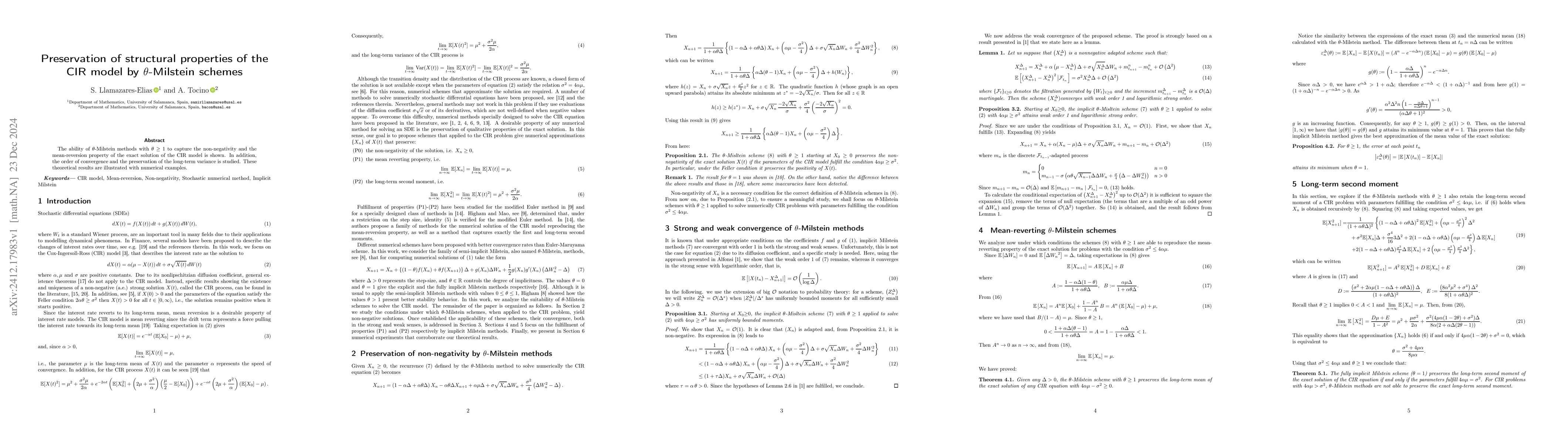 Thumbnail for Preservation of structural properties of the CIR model by
  θ-Milstein schemes