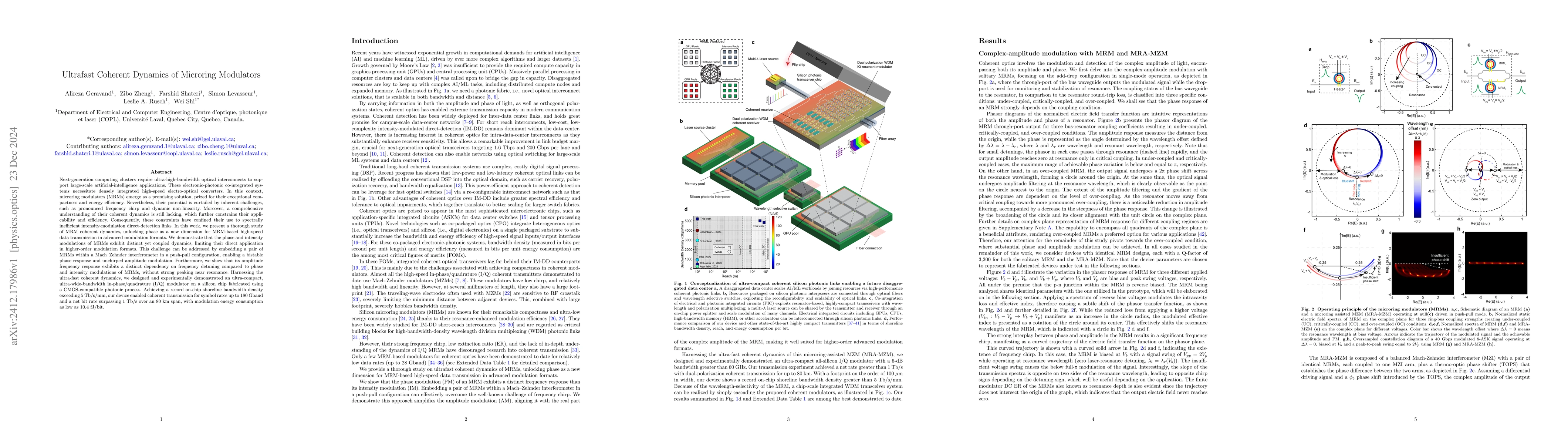 Thumbnail for Ultrafast Coherent Dynamics of Microring Modulators